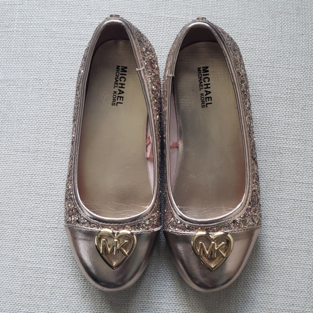 Girls sparkly rose gold flats